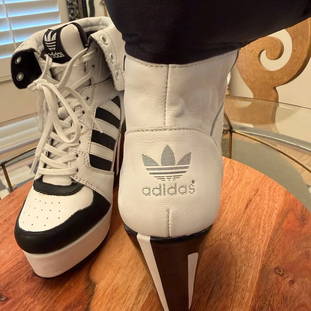 Jeremy Scott x Adidas Black and White Wedge Sneakers - Picture 17 of 17